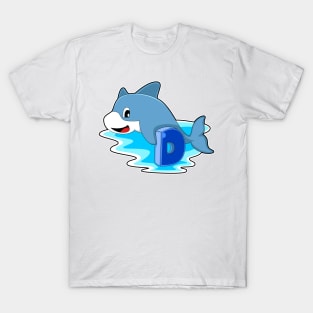 Dolphin at Swimming with Letter T-Shirt